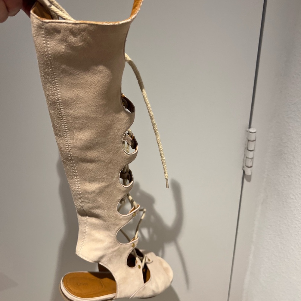 Chloe Cream Lace-Up Women's Boots